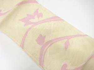 羅　唐草模様織り出し　袋帯